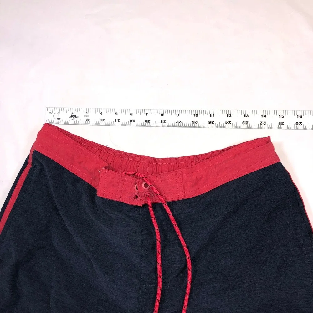 George Mens Swim Trunks Blue Cove Red Trim Board Shorts Size M 32-34 GM29397